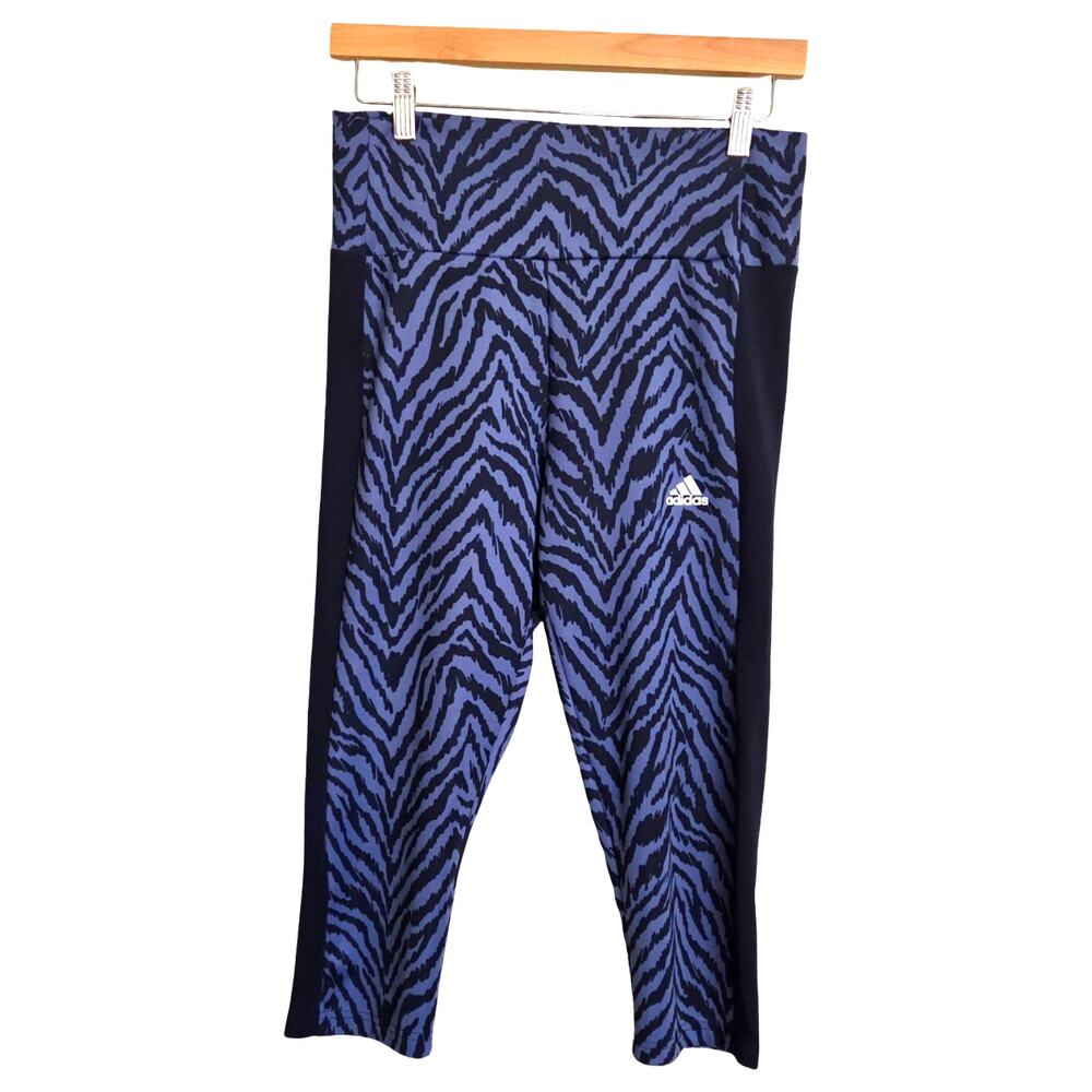 Adidas | Primegreen Aeroready Animal Zebra Print Periwinkle Capri Leggings